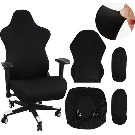4-Piece Gaming Chair Cover Set, Black, Stretchable, Removable, Washable with Armrests, Gaming Chair Covers for Computer Chairs, Gaming Chairs, Swivel Chairs, Armchairs (1/5)