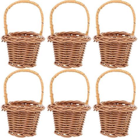 Set mit 6 Mini-Blumenkörben, kleinen dekorativen Flechtkörben aus Rattan, dekorativen Mini-Handkörben – 8,00 x 5,00 x 5,00 cm (1/4)