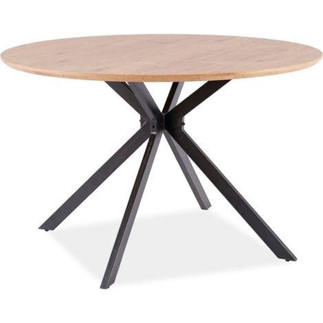 Table ronde couleur chêne et métal noir 120cm Tezor (1/3)