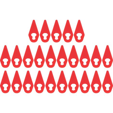 25-teiliges Set aus Kunststoff-Trimmermessern, Ersatzmesser für Rasenmäher, Trimmerzubehör, rot (1/5)