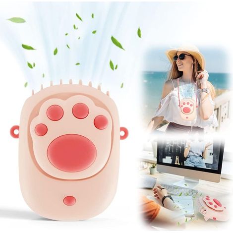 Ventilatore Portatile Collo, il Mini Ventilatore USB, Ventilatore a Mano，a 3 Velocità Ricaricabile Ventilatore Ufficio per Viaggi/Sport/Campeggio/Ufficio Camera(Rosa) (1/5)