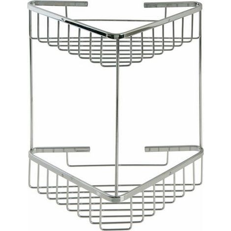 Portaoggetti Bagno Angolare Doppio Acciaio Inox Cromato 20X20X35Cm Maurer (1/2)