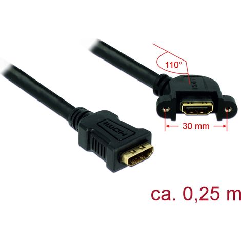 Kabel hdmi a buchse  hdmi a buchse zum einbau 110Â° 0,25 m delock