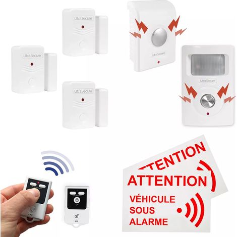 Kit alarme utilitaire CONFORT 3 - 3 Détecteurs d'ouverture + détecteur mouvement + sirène + 2 télécommandes (gamme BT) (1/5)