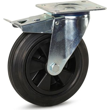 Roue pivotante freinée en caoutchouc - MESO - Platine - 200 mm - 200 kg