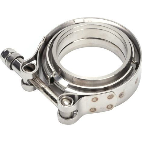 Jeffergarden Collier de serrage en acier inoxydable à bande en V de 2,25 pouces avec 2 brides pour tuyau de descente d'échappement turbo (1/5)