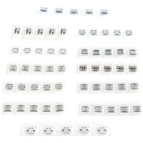 Conector SMD Yinhing, conector USB SMD MINI, puerto USB MINI de acero inoxidable, 60 unidades, 12 tipos de enchufes, componentes (1/5)