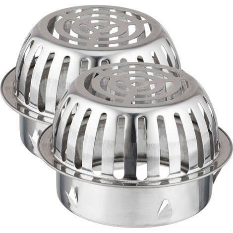 Relaxdays Filtri per Grondaie, Set da 2, Acciaio Inox, Protezione Tubi Pluviali da 120 mm, Contro l'Intasamento, Argento, 9.5 x 15 x 15 cm (1/5)