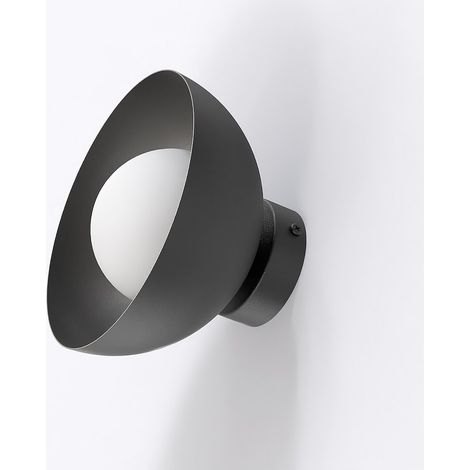 Lampada da parete Bibi in acciaio nero e vetro