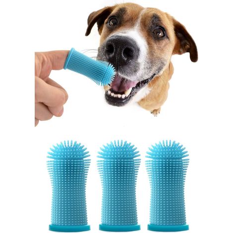 Brosse à Dent Chien, 360° Brosses à Doigts pour Animaux, Rafraîchit l'Haleine & Élimine la Plaque Dentaire, Pour le Nettoyage et le Soin des Dents (1/5)