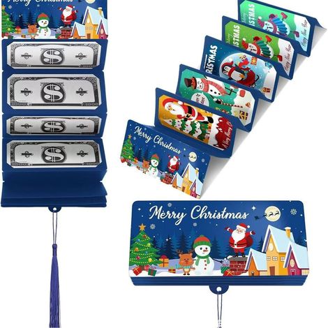 Enveloppe Cadeau Noel - Porte-Argent A 5 Fentes - Pour Billets Et Chèques - Format 18 X 8 Cm - Carton Rigide - Lot De 1 (1/5)