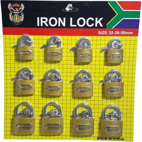 TrAdE Shop Traesio - Set 12 Lucchetti Ad Arco 32mm 38mm 50mm Con 3 Chiavi Per Armadietto Valigia -