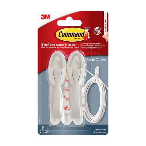 3M COMMAND PACK DE 2 CROCHETS MOYENS AVEC 2 LANGUETTES MOYENNES POUR ORGANISER DE CÂBLES 1 KG (1/2)