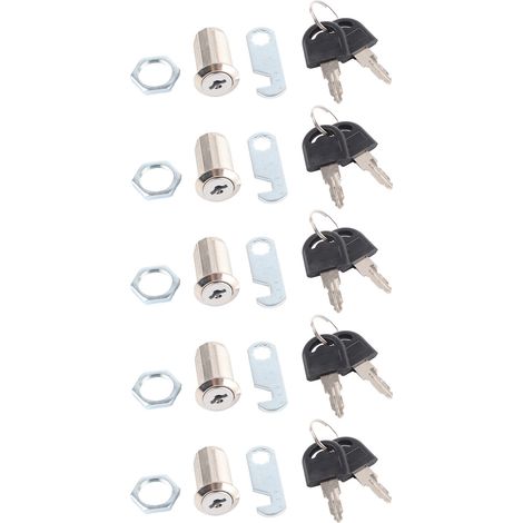 Lot de 5 verrous à came de sécurité de 30 mm (1,18 po) pour armoire, camping-car, tiroir, boîte aux lettres ou boîte à outils. (1/5)