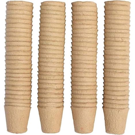 100 Pieces Pot Semis Biodegradable, Godet Semis Biodegradable, Pot pour Semis, 8cm, Rond, Outils de Jardinage à Domicile
