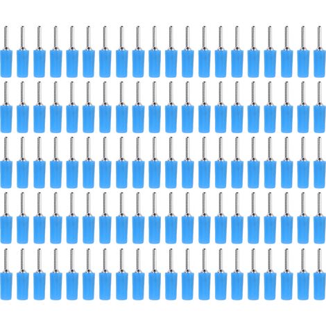 100 fiches bananes mâles, broches droites en laiton nickelé, plaque frontale à ressort interne en acier bleu J.10001 de 2 mm (1/5)