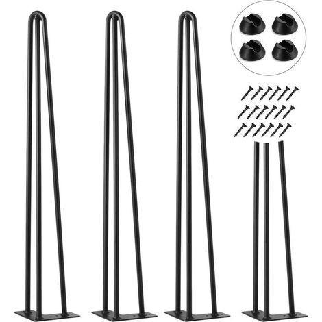 Pieds de table en épingle à cheveux,60cm , lot de 4 Pieds de meubles en métal de bricolage garde-robes tiroirs et table de chevet (1/5)