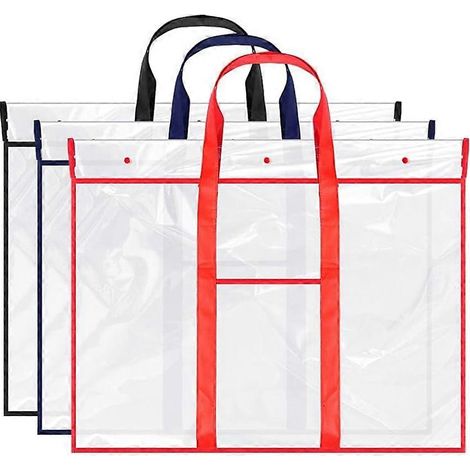 Set mit 3 großen Aufbewahrungstaschen für Poster, Posterhalter, transparente PVC-Dokumentenhüllen mit Fächern, Organizer für Kunstmappen (1/5)