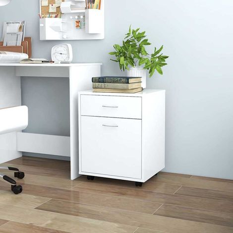 Armoire à roulettes-Meuble de rangement mobile Blanc 45x38x54 cm Bois d’ingénierie 453606 (1/5)