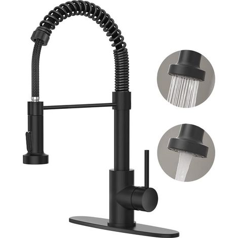 Robinet de cuisine extensible 360° – Douche à main avec 2 modes – Finition nickel brossé – Laiton durable – Installation facile (1/5)