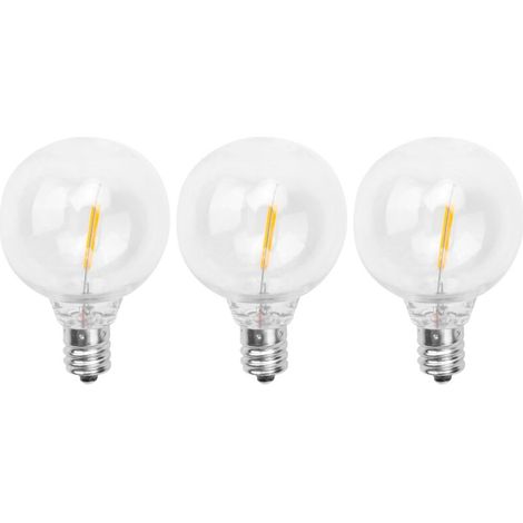 Ampoules de Remplacement à LED 3PièCes G40, Globe Incassables Culot Vis E12 pour Guirlandes Lumineuses Solaires Blanc Chaud-Chrom (1/4)