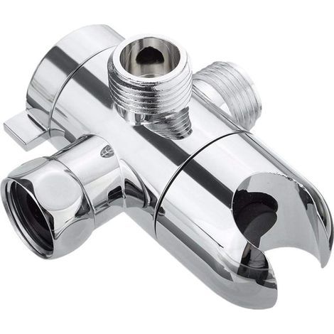 3-Way Shower Diverter Valve Mount G1/2 Handheld Shower Arm Diverter Splitter Polished Chrome Bathroom Shower System Replacement Part Attachment (1/5)