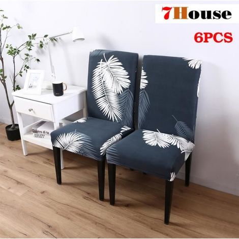 7House 6 Pièces Housse de chaise Plume Blanc- revêtement housse - revêtement pour chaise gris décoration Noël (1/4)