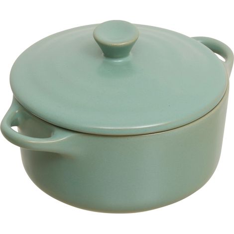 Mini fuente apta para horno de color verde. (1/4)
