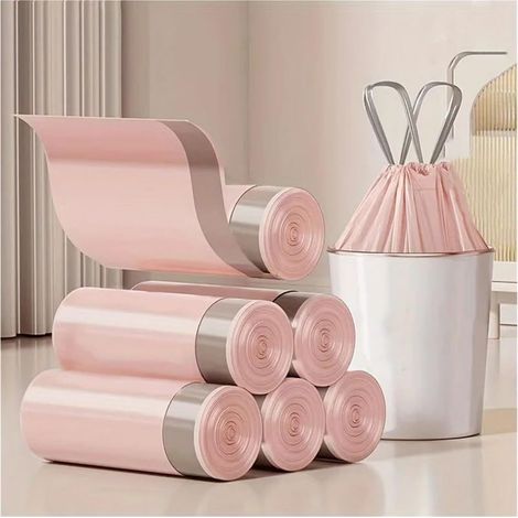 sacs poubelles roses sacs poubelles en polyethylene epais et durables sacs poubelles de salle de bain maison et dortoir 50 pieces (1/5)