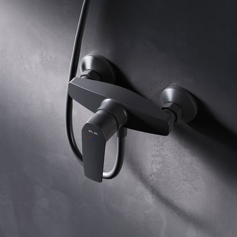 AM.PM Mitigeur Douche Noir Robinet Douche Main Monté Mur pour Salle de Bains Mélangeur Douche en Laiton (1/5)