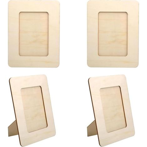 Rectangular wooden photo frames, natural DIY set, children's photo frames, fillable photo display for tabletop use and DIY projects (1/5)