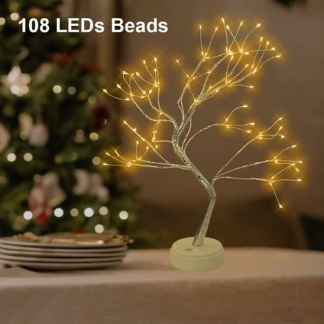 Lampe Arbre - 108 LED Blanc Chaud - Base Cuivre Réglable - Décoration Intérieure Table Bureau Étagère - 1 Pièce (1/5)