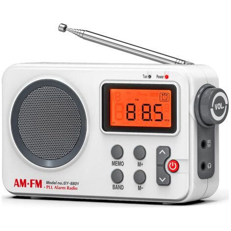 Petite Radio Portable FM/AM (MW),Transistor Radio avec Une Excellente Réception et Une Qualité Sonore Elevée,avec Connexion Timed/Grand écran/réveil/Stockage Manuel/Prise Casque (1/5)