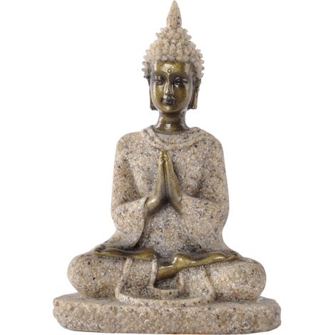 Buddha-Statue geschnitzte Sandstein-Skulptur-Figur-Handwerk für Hauptaltar-Zen-Dekoration-Housewarminggeschenk (1/4)
