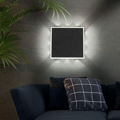 Applique murale éclairage de couloir applique murale LED éclairage indirect lampe de chambre noir, métal acrylique, 12W 850lm blanc chaud, LxH 20x20 cm (1/5)