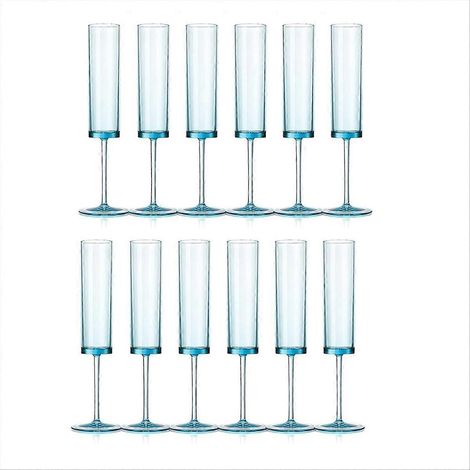 6-Unzen-Champagnerflöten, blau, quadratisch, mit Stiel, Cocktailgläser, Dessertgläser, 6er-Set, elegant und robust (1/5)