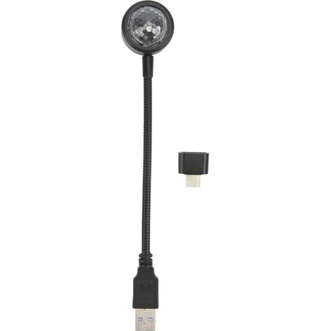Lampe de projection étoiles USB LED, veilleuse contrôle vocal, rotation 360° réglable, portable romantique pour voiture maison (Type-C) (1/5)