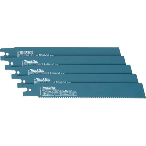 Makita - Sägeblatt-Set für Metall, 8 TPI, Länge 200 mm, 5 Stück E-26200 (1/3)
