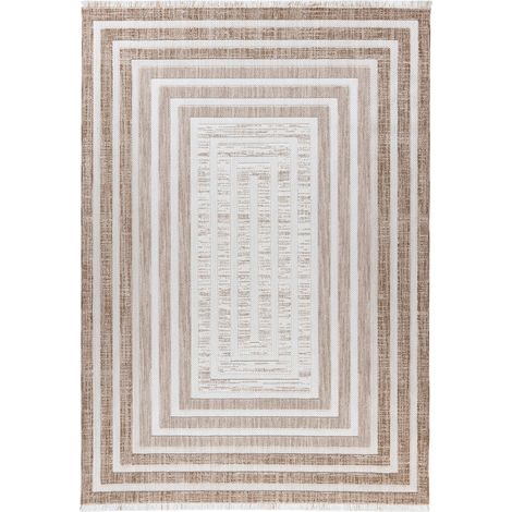 Tappeto moderno Sarai con design grafico marrone e beige (1/4)