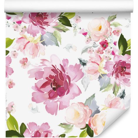 Carta da parati con fiori ad acquerello per soggiorno e camera da letto, 50x1000 cm (1/5)