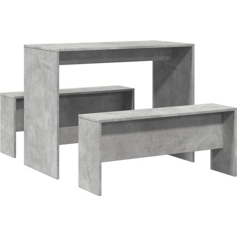 Maison Exclusive - 3-tlg. Esstisch und Bank Set Betongrau Holzwer