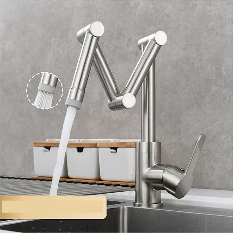 Robinet de remplissage de pot Robinet de remplissage en laiton Pont de pont monté à trois sections Robinet de cuisine pliant Triple Joint Swing Bras for chaud et froid Robinet pliant ( Color : 2 Funct (1/5)