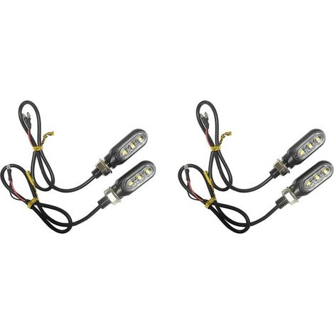 Adatto per set di 4 indicatori di direzione per moto, 3 luci LED per indicatori di direzione per moto, luci ambra per manubrio, adatto per moto e scooter.