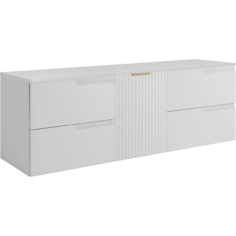 Meuble de salle de bain 160 cm - Blanc - Design moderne et élégant - Fronts en MDF (1/5)