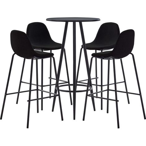 5-tlg. Bar-Set Stoff Schwarz vidaXL (1/5)