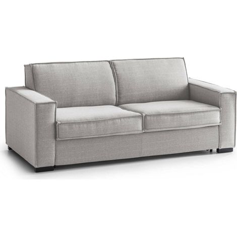 Talamo Italia Schlafsofa Giuliana, 2-Sitzer-Sofa, 100% Made in Italy, Wohnzimmersofa mit drehbarer Öffnung, aus gepolstertem Stoff, mit Standard-Armlehnen, Cm 180x95h90, Grau