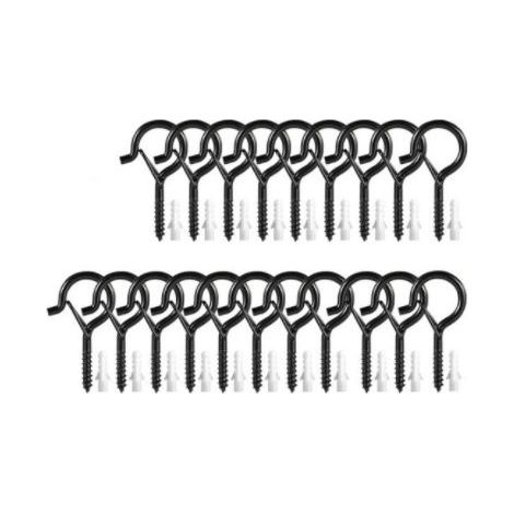 Lote de 20 ganchos roscados Negro 4 mm x 55 mm (1/5)