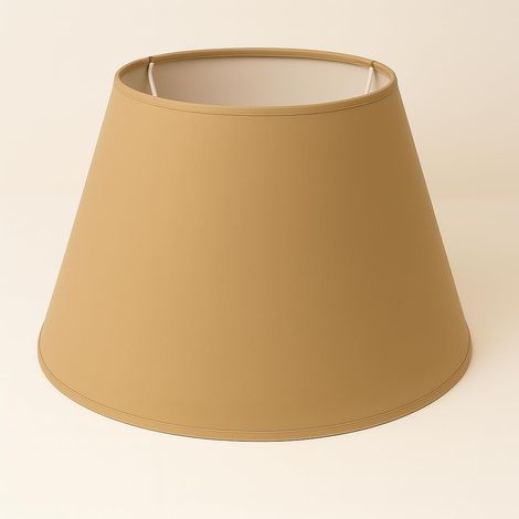 1 Abat-jour Conique, Tissu Coton 40cm, Doublure PVC Blanc, Pour Lampe De Table Et Lampadaire, Beige Foncé
