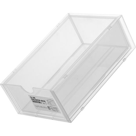 Boîte de rangement de bureau en plastique transparent, organisateur de maquillage et accessoires de bureau, avec tiroir. (1/5)