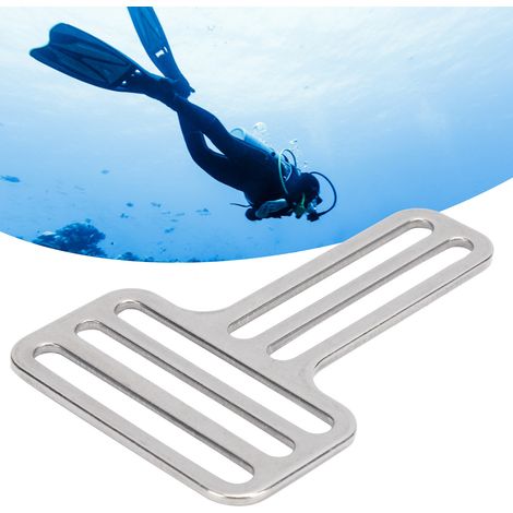 Ceinture de plongée en acier inoxydable avec boucle en T réglable et arrêt de sangle coulissant